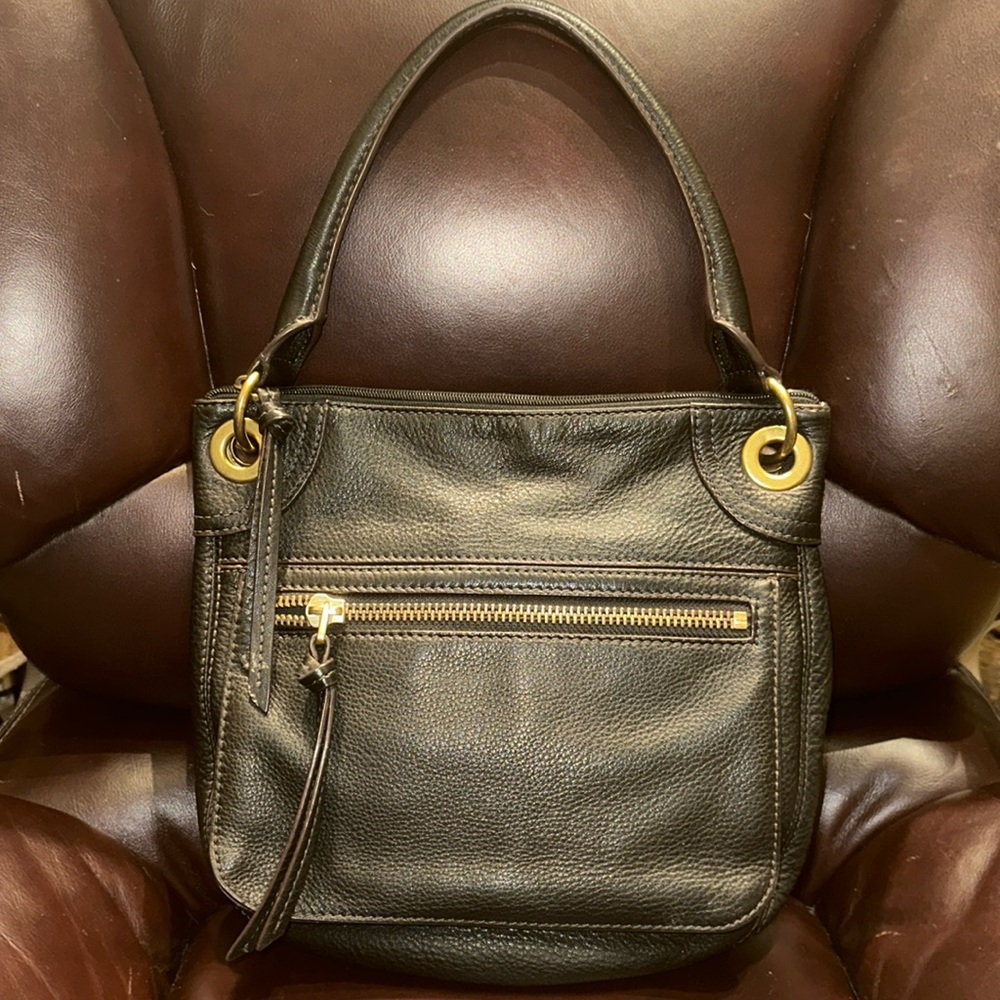 Fossil Black Pebbled Leather Bag